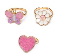 Set De 3 Bagues Ajustables Wonderland Rose TU