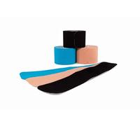 Set de 3 bandes kinésiologie axion couleur bleu, noir, chair | 60 pansements imperméables prédécoupés de 25x5 cm - 20 par rôle | Elastique et respirant | Ruban optimal pour le sport