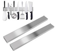 set de 3 barres magnétiques autocollantes 50cm - Barre à couteaux en acier inoxydable Sans percer | Rail magnétique pour outils & ustensiles de cuisine | Barre à outils avec bande adhésive | Porte-cou