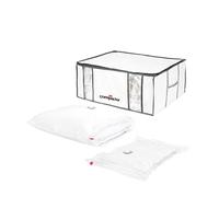 Compactor - Lot de sacs de rangement sous vide, comprenant une housse de rangement semi-rigide XXL 210 litres et 2 sacs sous vide extra plats, Blanc, tailles assorties, RAN5030
