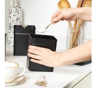 Set De 3 Boîtes Alchemy ¿ Rangement Cuisine, Boîtes À Thé, Café, Sucre, Finition Revêtue Par Poudrage, Couvercles Faciles À Ouvrir, Fraîcheur Durable, Nettoyage Facile, Noir/Or