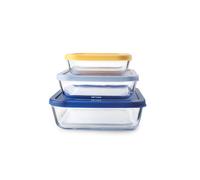 Set de 3 boîtes carrées en verre Ibili