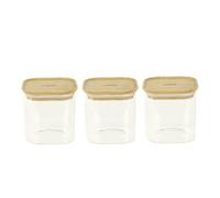 Set De 3 Boites Carrées Verre Et Bambou 800 Ml