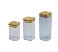 Set de 3 boîtes de conservation en verre avec couvercle - FACKELMANN - Tasty Green - 280, 330 et 450 ml