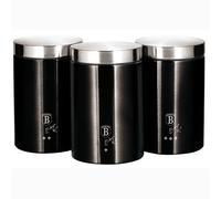Set de 3 Boîtes de Cuisine en Acier Inoxydable Robuste, Ø11 x 17,8 cm Design Berlinger Haus Black Silver Noir / Inox