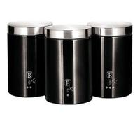 Set de 3 Boîtes de Cuisine en Acier Inoxydable Robuste, Ø11 x 17,8 cm Design Berlinger Haus Black Silver Noir / Inox