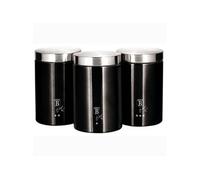 Set de 3 Boîtes de Cuisine en Acier Inoxydable Robuste, Ø11 x 17,8 cm Design Berlinger Haus Black Silver Noir / Inox