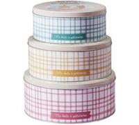 Set de 3 boîtes de rangement en métal pour pâtisseries à carreaux pastel - - ALTOBUY