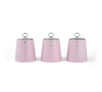 Set de 3 boîtes rétro roses Salter - Boîtes à thé, café et sucre, contenants pour aliments secs, acier durable, lettrage en relief élégant