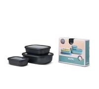 Set de 3 bols rectangulaires Cirqula Nordic Black 500ml, 1000ml, 2000ml Mepal