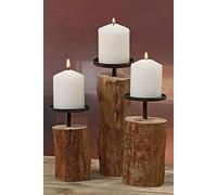 Set de 3 bougeoirs «tempe chandelier à bois - 14 x 18,5 x 23,5 cm