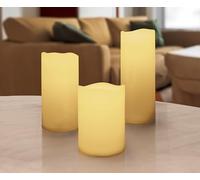 Set de 3 bougies LED blanc chaud sur piquet avec minuterie - 20/15/10 cm - Bougie artificielle avec effet de flamme - Eclairage décoratif de jardin avec effet scintillant - intérieur et extérieur