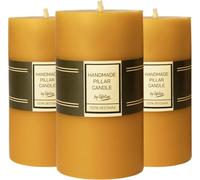 Set de 3 Bougies Pilier en 100% Pure Cire d'abeille - Durée de 21 heures Bougies Pilier sans Fumée avec Mèche en Coton - Cadeau pour les Amateurs de Bougies sans Parfum - Set of 3 Pillar Candles