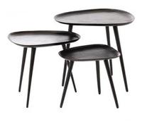 Set de 3 bouts de canapé Talia noir - Amadeus - Noir - Métal Noir G