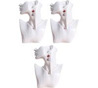 set de 3 buste de bijoux blanc | Buste de mannequin de bijoux | Présentoir de bijoux pour chaînes, boucles d'oreilles | Mannequin Femme Tête / Epaule pour présentations de bijoux | Présentoir de chaîn