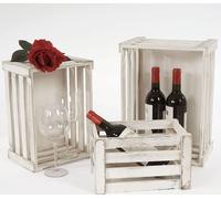 set de 3 caisses en bois HWC-C56, caisse à vin Dekokiste caisse de rangement caisse à fruits, look shabby vintage ~ blanc, shabby