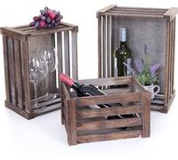 set de 3 caisses en bois HWC-C56, caisse à vin Dekokiste Kiste Aufbewahrungskiste Obstkiste, Shabby-Look Vintage ~ brun, shabby