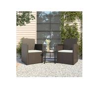 vidaXL Set de 3 Canapés d'Extérieur et Coussins Table Basse Canapés de Jardin Mobilier d'Extérieur Patio Terrasse Noir Résine Tressée Noir