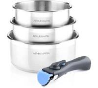Set de 3 casseroles 161820 cm Arthur Martin AM3710 Acier ydable Poignée amovible Tous G
