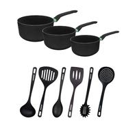 Set de 3 casseroles antiadhésives céramique 16, 18 et 20 cm et 6 ustensiles Brandao Fackelmann