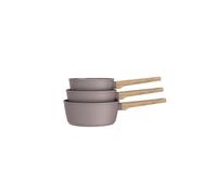 Set 3 Casseroles 16/18/20cm - Aluminium Forgé - Revêtement Céramique - Taupe