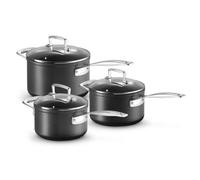Set de 3 Casseroles de 16/18/20 cm antiadhérente noire avec couvercle en verre L