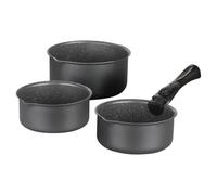 Set de 3 casseroles Gris Mat 16-18-20 cm + 1 poignée amovible - Aluminium  Revetement anti-adhésif - Tous feux dont induction