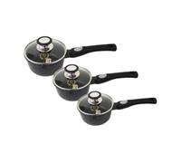 Set de 3 casseroles induction 9 pièces fonte d'aluminium amovible