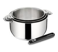 Lagostina Set de 3 casseroles Salvaspazio 012138600104 Inox 16/18/20 cm Induction, poignée amovible