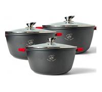 Set de 3 casseroles - ROYAL SWISS - Set 28/32/36 cm - Aluminium - Antiadhésif - Compatible induction