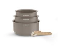 Set de 3 casseroles - Tous feux dont induction - ARTHUR MARTIN - AM1122 - Céramique - Ø 16-18-20 cm + poignée amovible - Taupe