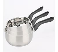 BAUMALU - Lot de 3 Casseroles Primo - Acier Inoxydable - Tous Feux dont Induction - Triple Fond Diffuseur, Répartition Homogène de la Chaleur - Manche Fixe en Bakélite - Ø16, 18 et 20cm