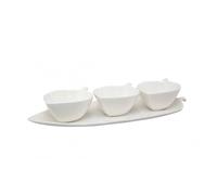 Set de 3 coupelles apéritif avec plateau décor feuille