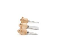 Set de 3 couteaux à fromage souris Kikkerland Beige et Argent Beige G