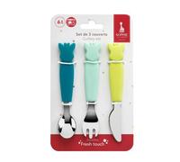 Set De 3 Couverts Inox Et Silicone : Sophie La Girafe Azur