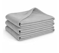 Set de 3 couvertures en polaire Glart G3PG Oeko Tex - 130x160 cm, 100% polyester, 200 g/m² - gris platine, utilisable comme couverture de salon, couverture douillette, couverture de canapé, couverture