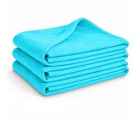 Set de 3 couvertures en polaire Glart G3T Oeko Tex - 130x160 cm, 100% polyester, 200 g/m² - turquoise, utilisable comme couverture de salon, couverture douillette, couverture de canapé, couverture d'i