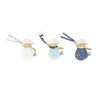 KALOO - Doux Sommeil - 3 Doudous Attache-Tétines - 3 Petits Doudous Moutons - Attache-Sucettes pour Bébé - 15 cm - Bleu et Blanc - Dès la Naissance, K221001