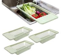 set de 3 égouttoirs en plastique - égouttoir de cuisine - 3 égouttoirs pour évier de cuisine - grille d'égouttage tamis - égouttoir en couleur vert clair