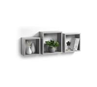 Set de 3 étagères gigognes carré en bois - Gris clair - L 30/26,5/23 cm