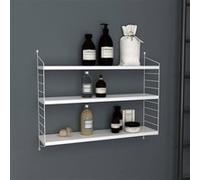[en.casa] Lot de 3 Étagères Murales Meuble de Rangement Flottant à 3 Niveaux avec Cadre Stable Style Industriel Élégant pour Cuisine Salon Chambre Salle de Bains Acier 50 x 60 x 15 cm Blanc