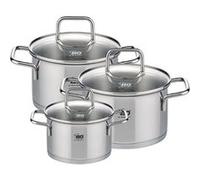 Set de 3 faitouts 12 cm 16 cm et 20 cm avec couvercles en verre Elo Citrin