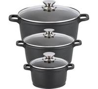 Set de 3 faitouts 16 cm 20 cm et 24 cm sans PFAS avec couvercles en verre Elo Alucast