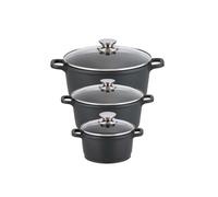 Set de 3 faitouts avec couvercles en verre 16 cm 20 cm et 24 cm Elo Alucast