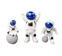 set de 3 figurines d'astronautes - Adorable décoration en PVC Spaceman pour chambre d'enfant, chambre à coucher, bibliothèque, décoration de gâteaux dans le style nordique