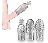 Set de 3 Gaines pour Pénis Gaine Penis Manchon Extenseur Pénien à Texture | Transparent Granuleuse Agrandisseur Anneaux de Pénis Antidérapant Jouet Sexuel Cockring Sex Toys Femme Homme Couple