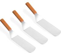 set de 3 grandes spatules en acier inoxydable | Spatule à viande avec manche en bois | Pelle à rôtir| Spatule à rôtir Spatule à barbecue | Spatule à barbecue BBQ | Grattoir de cuisine Burger Spatule à
