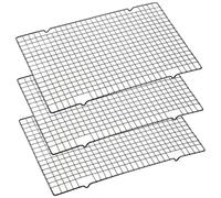 Set de 3 Grille de Refroidissement,40 x 25 cm Grilles Rectangulaires en Acier Inoxydable,Grille de Cuisson,Noir,Grilles Réutilisables pour La Cuisson,Le Gril et Le Séchage,Saines et Robustes