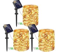 Set de 3 guirlandes lumineuses d'extérieur à énergie solaire, 15M 150LED étanche, 8 modes de guirlande solaire d'extérieur pour jardin sur terrasse