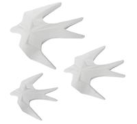 Set de 3 Hirondelles murales en céramique Blanc Mat 40 x 40 x 44 cm